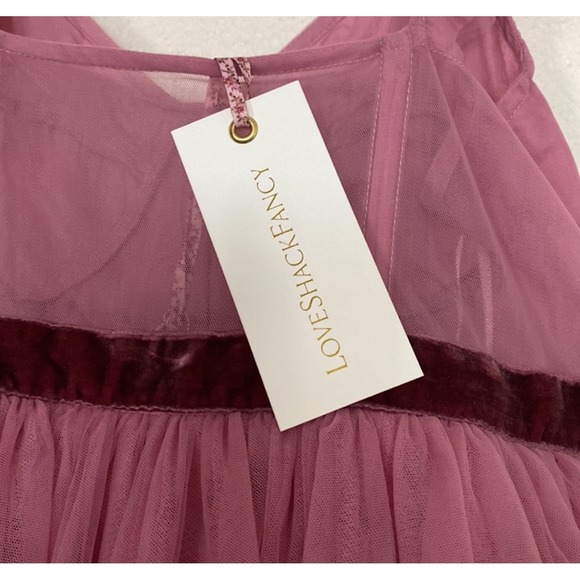 LoveShackFancy Macron Pink Tulle Gown Ruffle Sleeve Maxi Dress NWT $1095 - Picture 4 of 6